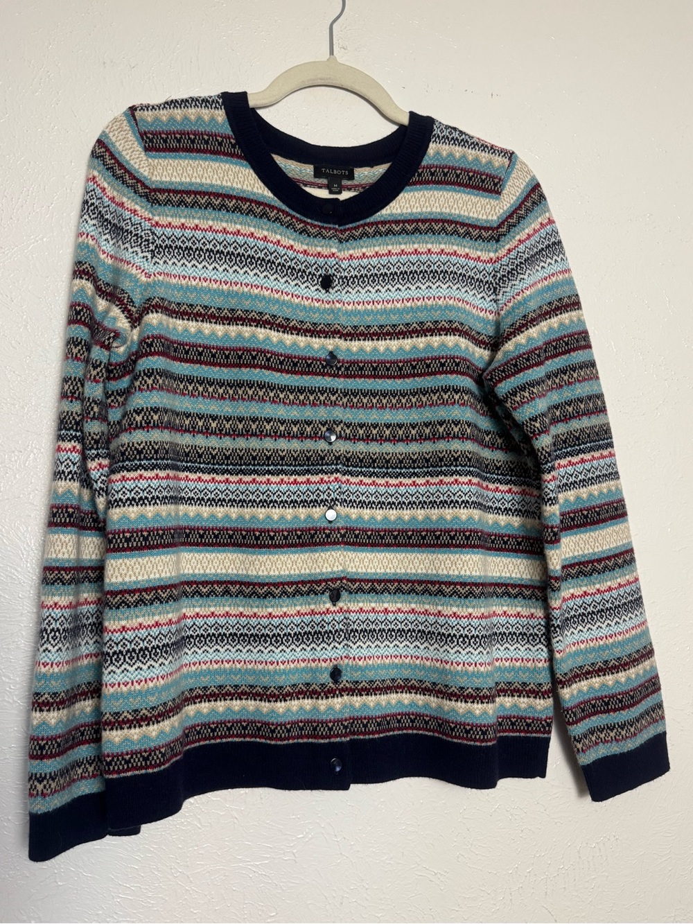 TALBOTS Nordic Fair Isle‎ Button Front Cardigan